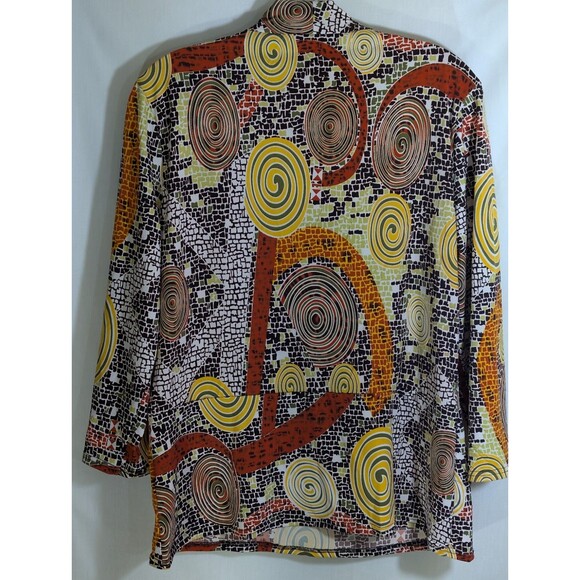 Michelle Thomas Blouse 3/4 Sleeve Geometric Pattern Multicolor Womans Size Large - Picture 5 of 13